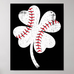 Poster Baseball Shamrock Dia de São Patrício Dia de São P