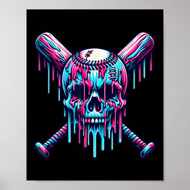 Poster Baseball Skull Drill Baseball Driball Driball Ice  (Frente)