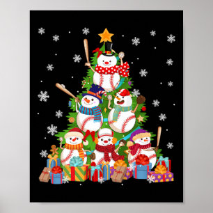 Poster Baseball Snowman Árvores de Natal Catadores