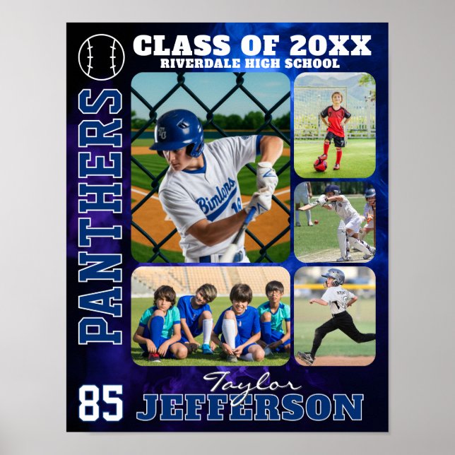 Poster Baseball Team High School Sports Picture Collage (Frente)