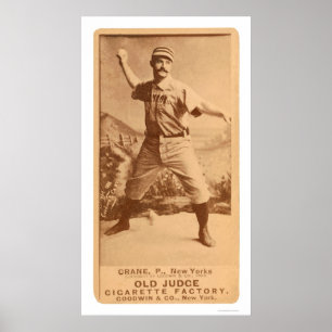 Pôster Basebol 1887 do guindaste da bala de canhão