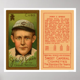 Pôster Basebol 1911 de Johnny Evers Cubs