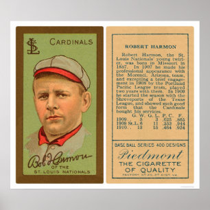 Poster Basebol 1911 dos cardeais de Bob Harmon