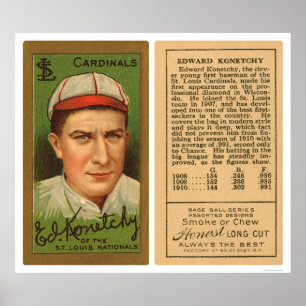 Poster Basebol 1911 dos cardeais de Ed Konetchy