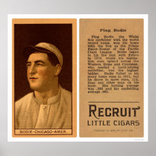 Pôster Basebol 1912 de Bodie White Sox do sibilo