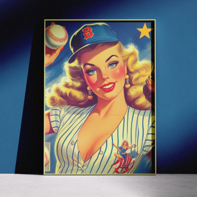 Poster Basebol Antigo Pin-up (Criador carregado)