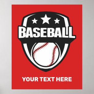 Poster Basebol de texto e cor personalizado