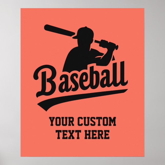 Poster Basebol de texto e cor personalizado (Frente)