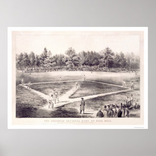 Pôster Basebol nacional 1866 do passatempo