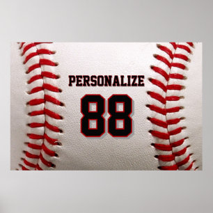 Poster Basebol Softbol Nome e Número Personalizados