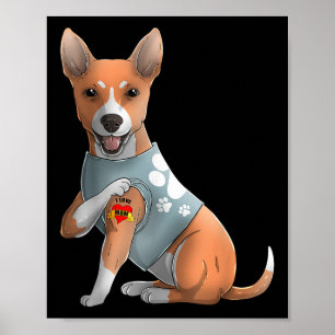 Poster Basenji I Love Mamãe Tatuagem Camiseta de cão Mães