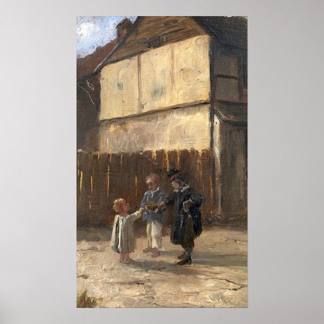 Poster Bashkirtseff - Meninos Em Um Jardim (Frente)