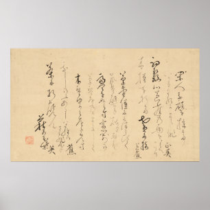 Poster Basho escreve haiku poemas japoneses Antiguidade