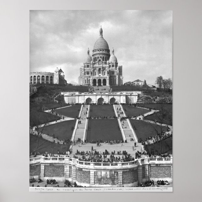 Pôster Basilica de Sacre-Coeur, Montmartre, 1876-1910 (Frente)