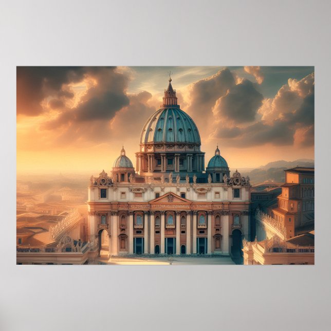 Poster Basílica de São Pedro Itália Europa Viagem (Frente)