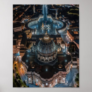 Poster Basílica e Praça de São Pedro à Noite