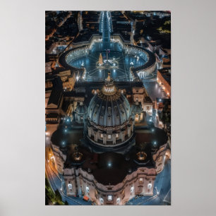 Poster Basílica e Praça de São Pedro à Noite