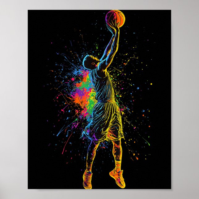 Poster Basketball For Men Kids Youth Player Slam Dunk Tee (Frente)