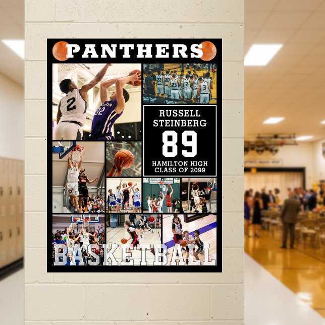 Poster Basketball High School Senior Night Photo Collage (Criador carregado)
