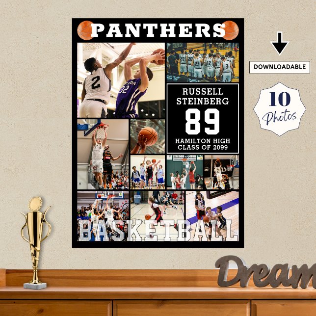 Poster Basketball High School Senior Night Photo Collage (Criador carregado)