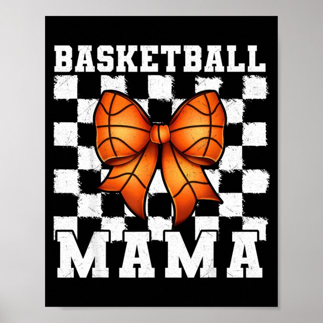 Poster Basketball Mama Coquette Bow Game Day Funny Srts L (Frente)