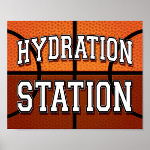 Poster Basketball Party HYDRATION STATION Sign Print