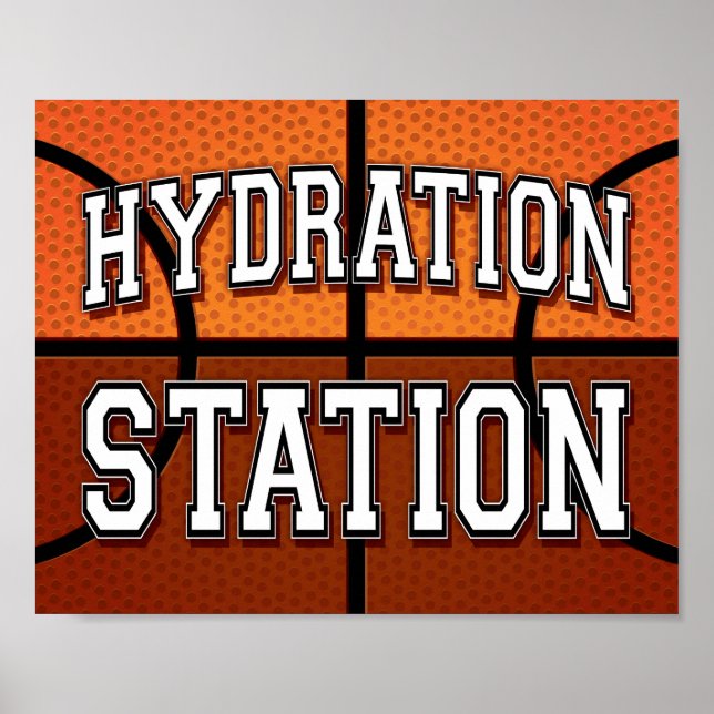 Poster Basketball Party HYDRATION STATION Sign Print (Frente)