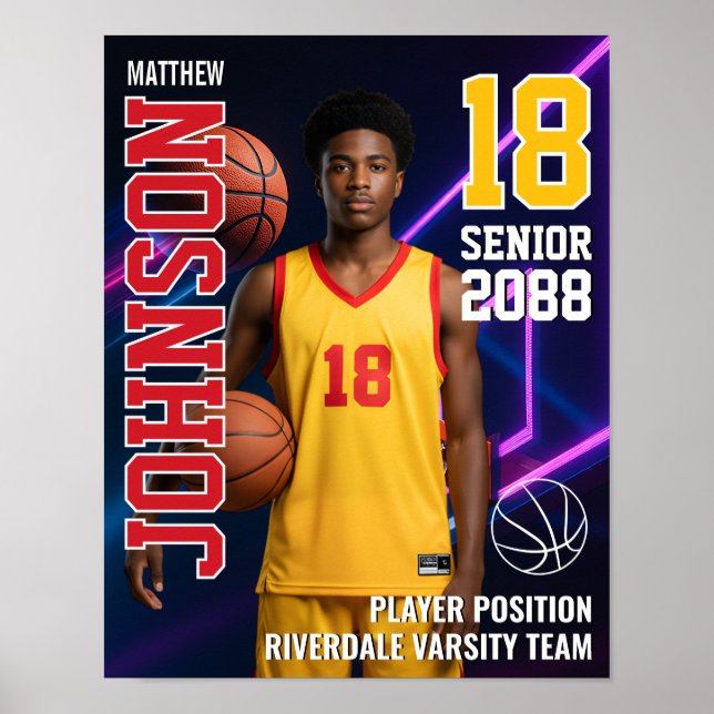 Poster Basketball Player Senior Team Custom Photo Sports (Frente)