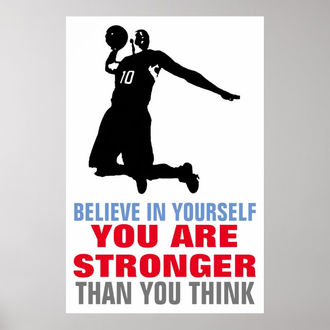 Poster Basquete acredita em si mesma arte motivacional (Frente)