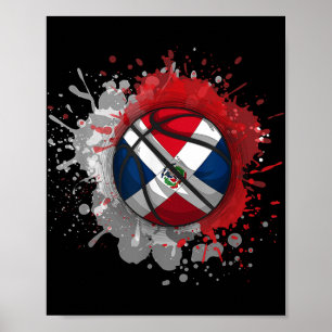 Poster Basquete Com Bandeira Da República Dominicana
