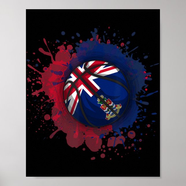 Poster Basquete Com Bandeira Das Ilhas Cayman (Frente)