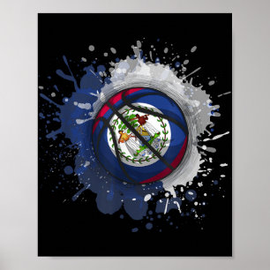 Poster Basquete Com Bandeira De Belize