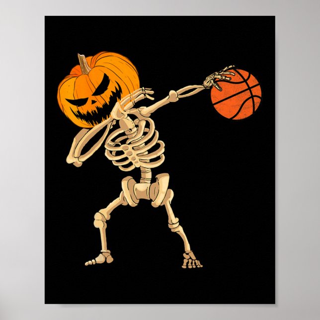 Poster Basquete Dabbing Skeleton Men Boys Halloween Bas (Frente)