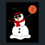 Poster Basquete Dabbing Snowman Light Christmas Basketb<br><div class="desc">Jogador de basquetebol Snowman</div>