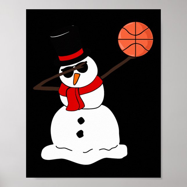 Poster Basquete Dabbing Snowman Light Christmas Basketb (Frente)