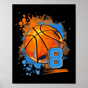 Poster Basquete de Aniversário com 8 Anos de Idade