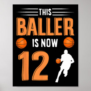 Poster Basquete de Aniversário de 12 - Este Chamador Tem 