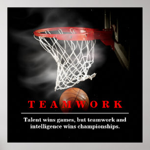 Poster Basquete de Trabalho em Equipe Motivacional Inspir