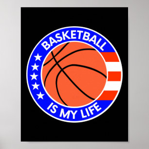 Poster Basquete É Minha Vida É Bandeira Da Vida Nos Eua