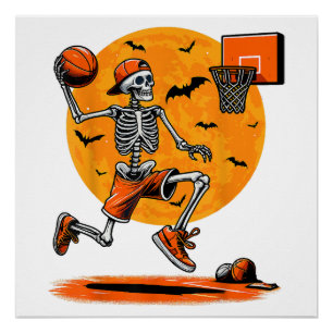 Pôster Basquete Esqueleto Sinistro Halloween
