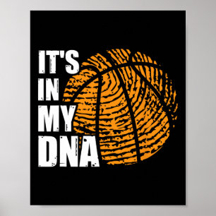 Poster Basquete está no meu DNA Fingerprint Fun Basketba