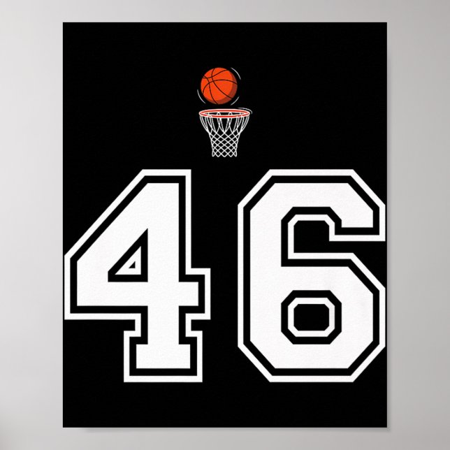 Poster Basquete Estilo Vintage Branco Premium Número 46  (Frente)
