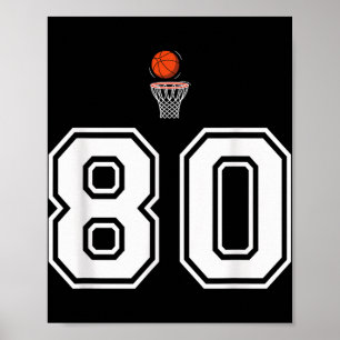 Poster Basquete estilo vintage número 80 Branco