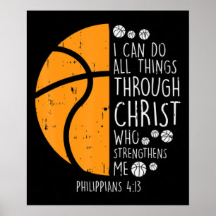 Poster Basquete Eu Posso Fazer Coisas Bíblia Verso Deus 