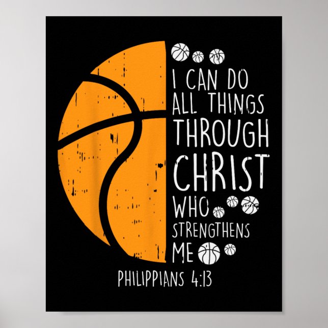 Poster Basquete Eu Posso Fazer Coisas Bíblia Verso Deus J (Frente)