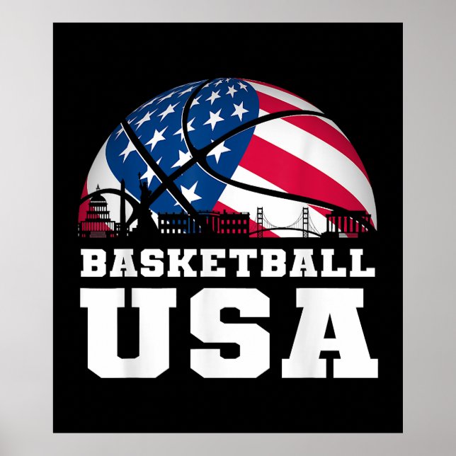 Poster Basquete EUA dá apoio à Equipe Tshirt USA Flag Dr. (Frente)