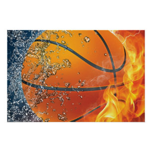 Pôster Basquete flamejante