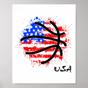 Poster Basquete Patriótico 4 De Julho Homens EUA American