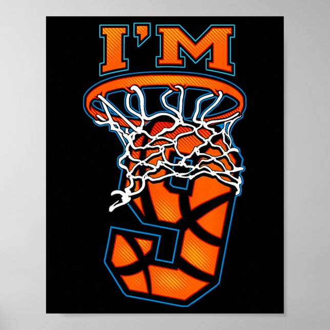 Poster Basquete, sou 9 Garotinha 9º Aniversário (Frente)