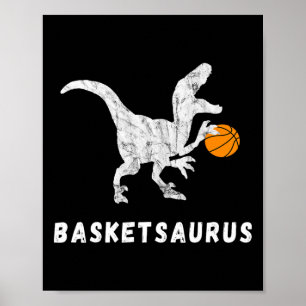 Poster Basquete T-rex Dino Jogando Banheiro Dinossauro de